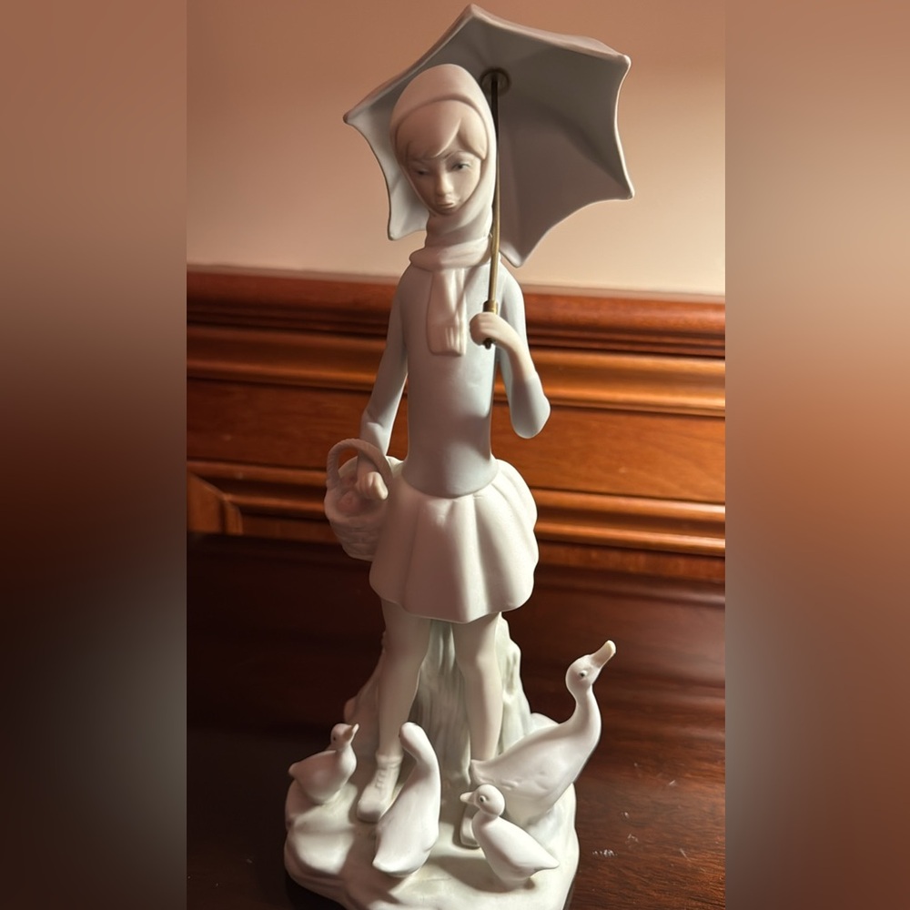 Lladro “Girl with Umbrella and geese”